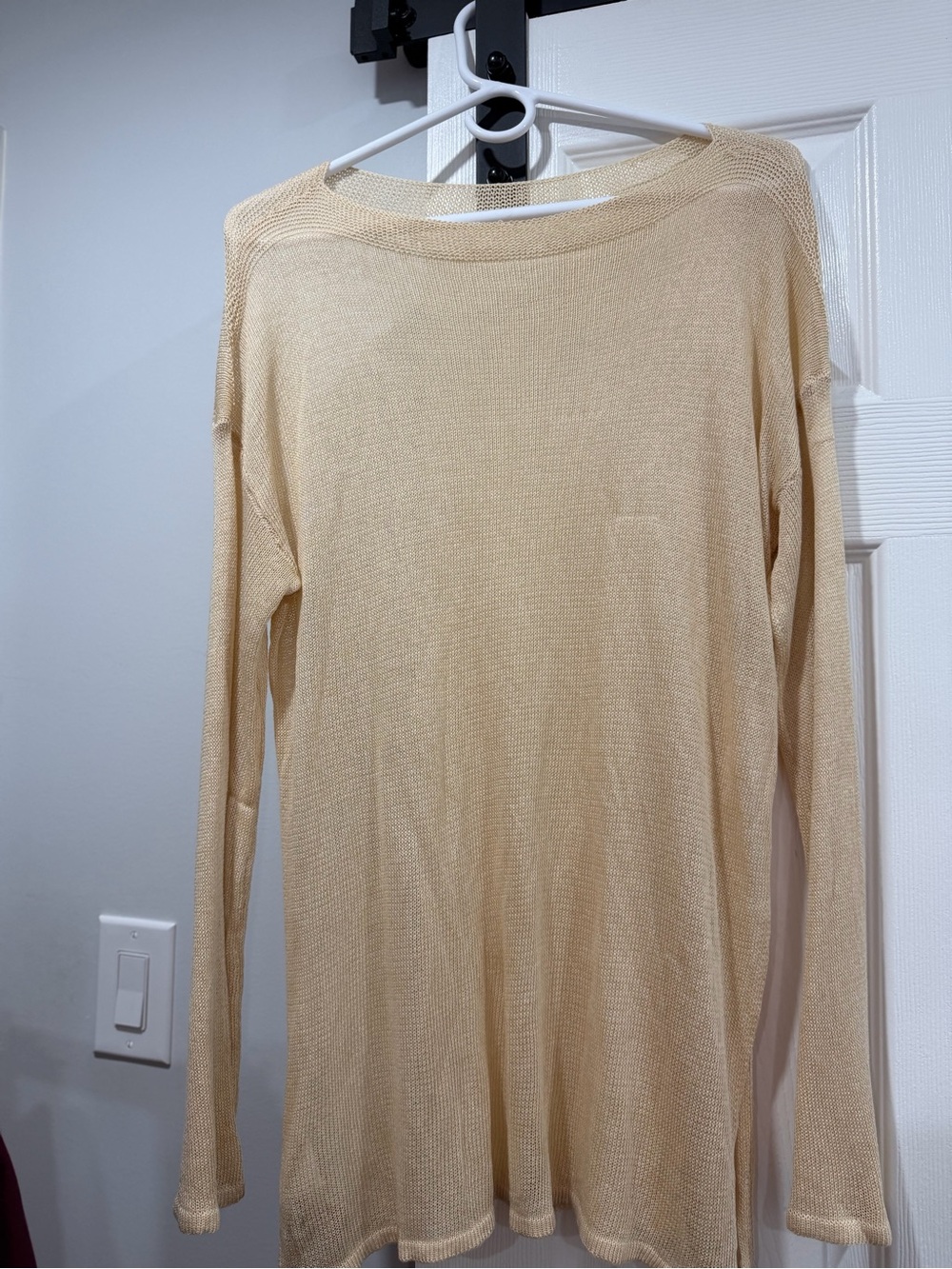 Light Beige Long-Sleeve Knit Top - Women's